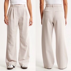 NWT ABERCROMBIE- Curve Love A&F Sloane Wide Leg Pants Khaki Size 25 Long